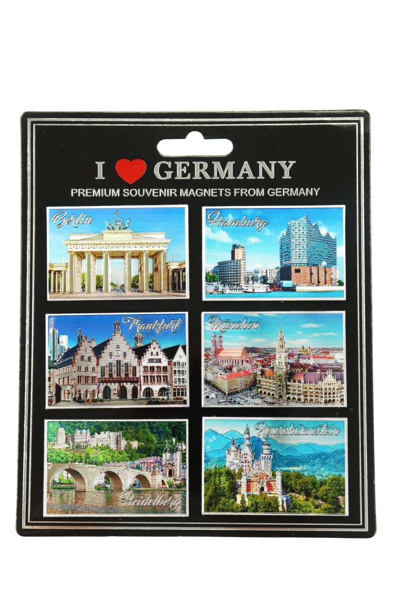 6er Set Magnete "Germany" silber-geprägt und glitzernd 4×6cm