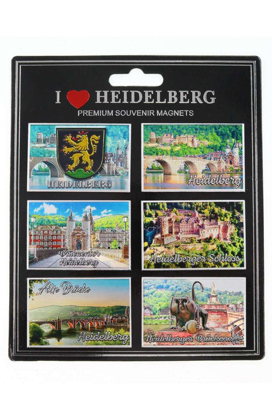 6er Set Magnete "Heidelberg" silber-geprägt und glitzernd 4×6cm