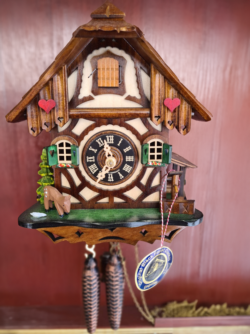 Mechanical cuckoo clock "halftimbered house" Engstler Mitbringsel aus Heidelberg