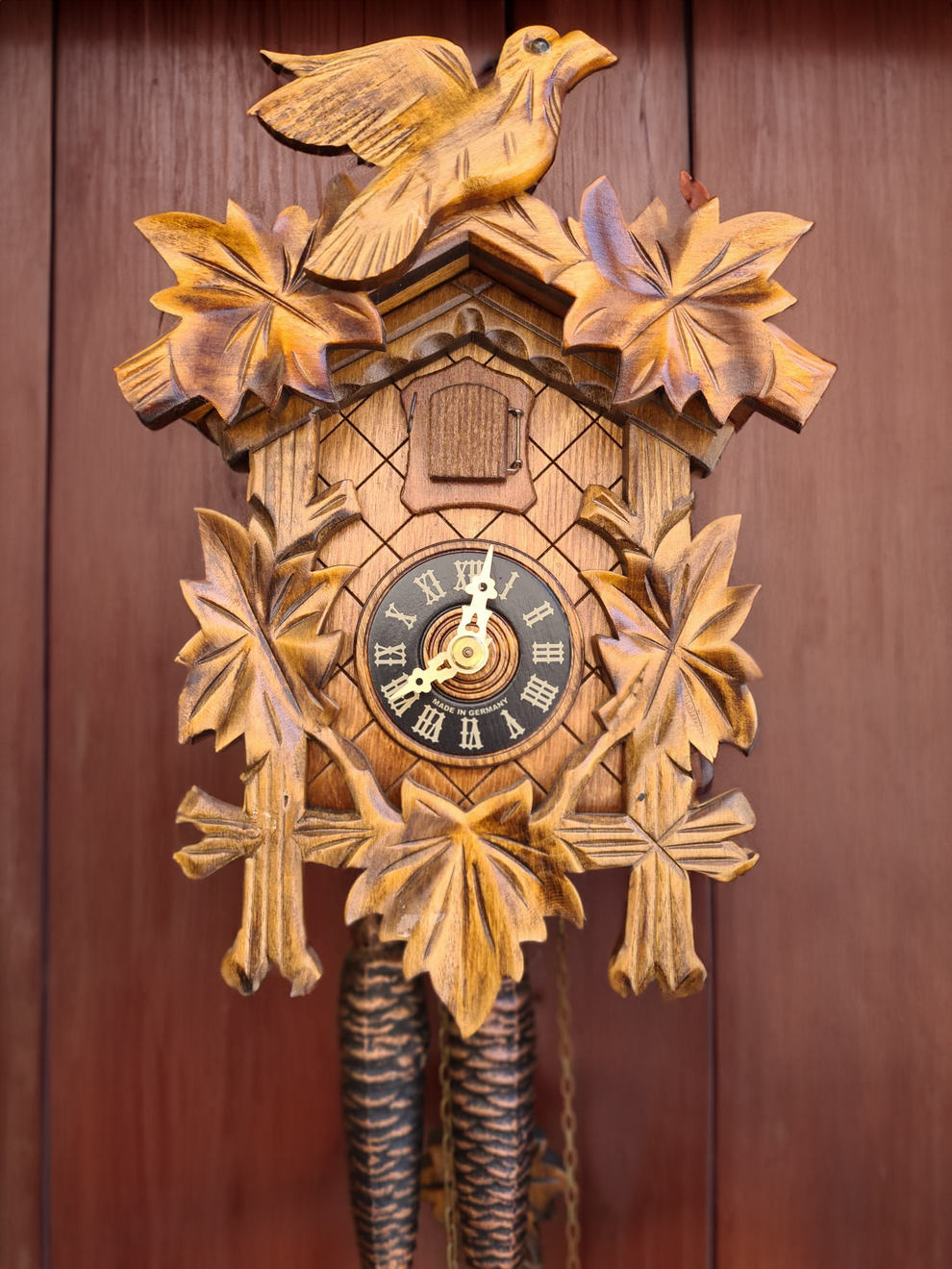 Mechanical cuckoo clock "Fünflaub" Engstler Mitbringsel aus Heidelberg