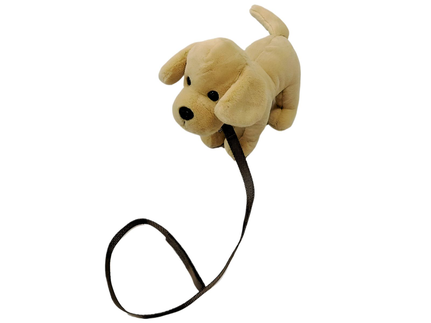 Plüsch Hund mit Leine beige 25cm